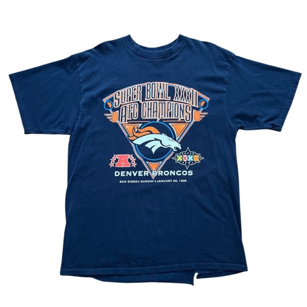 Vintage 90s Denver Broncos NFL Football Super Bowl XXXII AFC Champions T-shirt